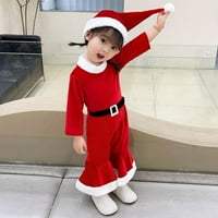 Miyanuby mališani djevojčice Božićne odjeće baršun Santa Claus kostim Cosplay zvono - donje pantalone