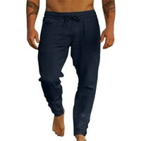 Pedort Plus Size kargo pantalone za muškarce elastični džepovi struka pantalone sa ravnim nogavicama Navy,