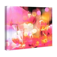 Runway Avenue Cities and Skylines Wall Art Canvas Prints 'Bright City Lights' World Cities-Orange, Pink