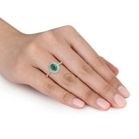 Miabella ženski karat ovalno izrezani smaragdni karatni dijamant 14kt dvostruki Halo prsten od žutog zlata