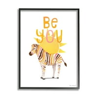Stupell Industries Budite nadahnjujući Sunshine Fun Zebra Stripes Grafička umjetnost Crna Umjetna umjetnost