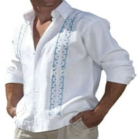 Luxplum muškarci Ljetne košulje rever na vratu Bluza s dugim rukavima Casual Tee Dnevna habanje majica