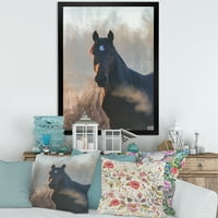 PromenArtirati 'Izbliza portreta konja na jesen jutro' Seoska kuća uokvirena umjetničkim otiskom
