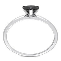Carat T. W. Crni Dijamant 14kt suza od bijelog zlata Crni Rodijumski pasijans zaručnički prsten