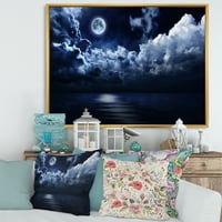 Designart 'Noć punog Mjeseca u oblačnom nebu' moderni uramljeni platneni zidni umjetnički Print
