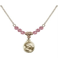 Hamilton pozlaćena ogrlica sa ružičastom ružičastom oktobarskom mjesecu rođenja kamene perle i Madonna & child Charm
