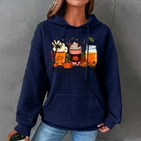 TrendVibe zahvalnosti Hoodies za žene grafički dizajn grafički bundeve Latte štampane pulover vafle Dugi