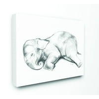 Stupell Industries slatka slonova beba životinja neutralna siva dizajn crteža platnena zidna Umjetnost