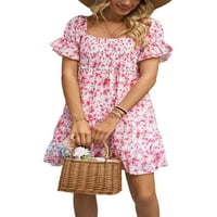 Woobling ženske mini haljine cvjetne tiske kratke haljine kaftane ljetne plaže za sunčanje dame casual