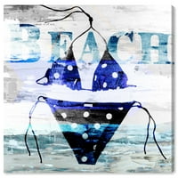 Wynwood Studio Nautical and Coastal Wall Art Canvas Prints' Polka Dot Bikini ' osnove plaže-plava, bijela