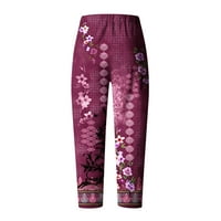 Plus Size pantalone za žene lanene cvjetne štampane ljetne Casual pantalone pantalone Split Hem Lounge