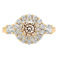 1.6 CT okrugli rez šampanjac simulirani dijamant 14k žuto zlato Godišnjica angažman halo prsten veličine