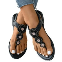 Ženske sandale crne sandale za žene s podrškom za luk veličina ženske klinove sandale elastični remen