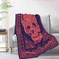Baci deke, Cosmic Skull Cutout Print Bed deka za spavaću sobu Sofa, ljubičasta