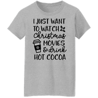 Grafička Amerika Svečana samo želim gledati božićne filmove i piti hot Cocoa Holiday Quote ženska grafička majica