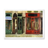 Crvena fasada šarmantne trgovine u Parizu ulica II uokvirena slikarsko platno Art Print