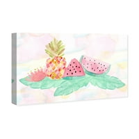 Wynwood Studio Hrana i kuhinja zidna umjetnička platna Print 'Aloha Fruit' - ružičasta, zelena