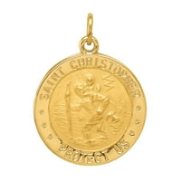 Primal Gold Karat žuto zlato američke mornarice privjesak za medalju Svetog Kristofera sa lancem za kablove