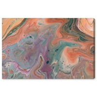 PUNWATE AVENUE 'Pastel pročišćena' apstraktna zidna umjetnost - ružičasta i koralj sažetak sa tirkiznim i ljubičastim tonovima Moderna savremena platna umjetnost, 36x24
