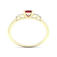 Carski dragi kamen 10k žuto zlato osmougaoni rez Ruby 1 10ct TW dijamant ženski prsten