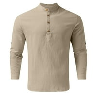 Muška dnevna pamučna lanena košulja Dugi rukav hipi Casual majice na plaži sa dugmetom bluza Scoop vrat duge rukave košulje za muškarce