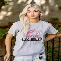 Live Pink For Life Rak Dojke Žene Grafički T Shirt Tees Brisco Brands