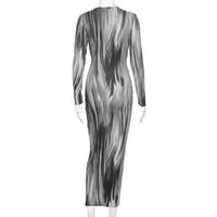 Lopecy-Sta ženski um na dugim rukavima mog maxi haljine vizualno tanka mahane duge haljine modne haljine