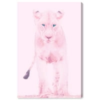 Wynwood Studio Životinje Zid Art Platno Grafike' Lion Queen ' Mačke-Pink , Plava