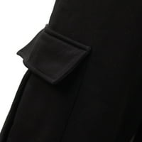 Ženske kargo pantalone sa vezicama rastezljive pantalone sa širokim nogavicama sa bočnim džepovima jednobojne trendi pantalone za Casual trening Jesen crna SizeXXL
