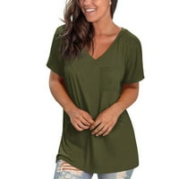 Ženske osnovne majice sa V izrezom ljetne Casual kratke rukave jednobojne labave Fit lagane udobne majice