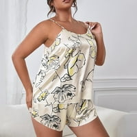Homodles ženske udobne pidžame - casual modne tiskane seksi PJ saloni za salon žute veličine 5xl