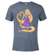 Disney princeza Rapunzel srce i Pascal - kratka rukava miješana majica za odrasle-prilagođena-traper Snow Heather