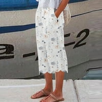 pbnbp capris za žene casual ljetno čišćenje pamučno posteljina ombre kravata boja Capri hlače visoke elastične