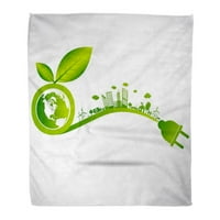 Baciti deka toplo udoban Print flanel energije ekologije Green City Save Earth Plug Eco udoban Meka za