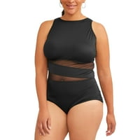 Stepeni ženski Plus-Size mrežasti Jednodijelni kupaći kostim s visokim izrezom