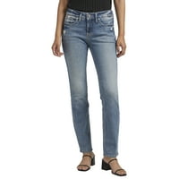 Silver Jeans Co. Ženske Suki traperice s ravnim nogama srednje visine, veličine struka 24-34