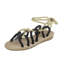 Sanbonepd sandale dame moda u boji blok od tkanine Cross kaiet set toe ravne sandale na plaži