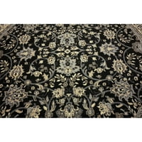 Jedinstveni loom Washington Sialk Hill Pastin Crno Siva 7 '10 okrugla cvjetna tradicionalna savršena za