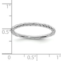 Sterling Silver Rhodium iskrivljeni prsten