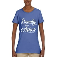 Wild Bobby Beauty From Ashes Isaiah 61: Inspirational Christian Women Graphic Tee, svijetlo plava, 3X-velika
