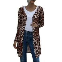 Softmallow jakne za žene, modni ženski zimski Leopard Print dugmad dugi rukavi kardigan bluza kaput zimski