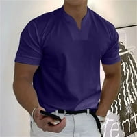 Muške ljetne majice čvrste kratke rukave Tee Shirt za muškarce V vrat Classic Fit Casual Tunic Tops Dark