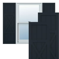 Ekena Millwork 18 W 41 H True Fit PVC Centar X-Board seoska kuća sa fiksnim nosačem, Noćno plava bez zvijezda