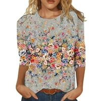 Klirens ljetni vrhovi za žene trendi rukav Casual bluza grafički printovi ženske modne posade bluze za vrat, svijetlo siva, M