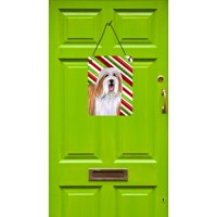 Carolines blaga LH9240DS bradat collie Candy Cane Holiday Božićni zid ili viseći otisci vrata, 12x16