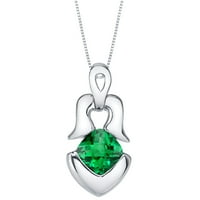 CT jastuk rezan zelena simulirana ogrlica sa emeraldne privjeske u srebru sterlinga, 18