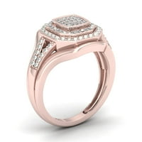 1 8CT TDW Diamond 10K Rose Gold Octangle Oblik oblika halo zaručni prsten
