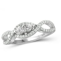 Carat T.W. Okrugli bijeli dijamant 10kt bijeli zlatni prsten od dva kamena