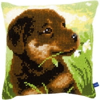Rottweiler Puppy jastuk Cross Stitch Kit-16 x16