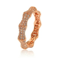 ROSED STERLING SREBRNI KUBIČKI ZIRCONIJ BAMBOO ETERNITY BAND